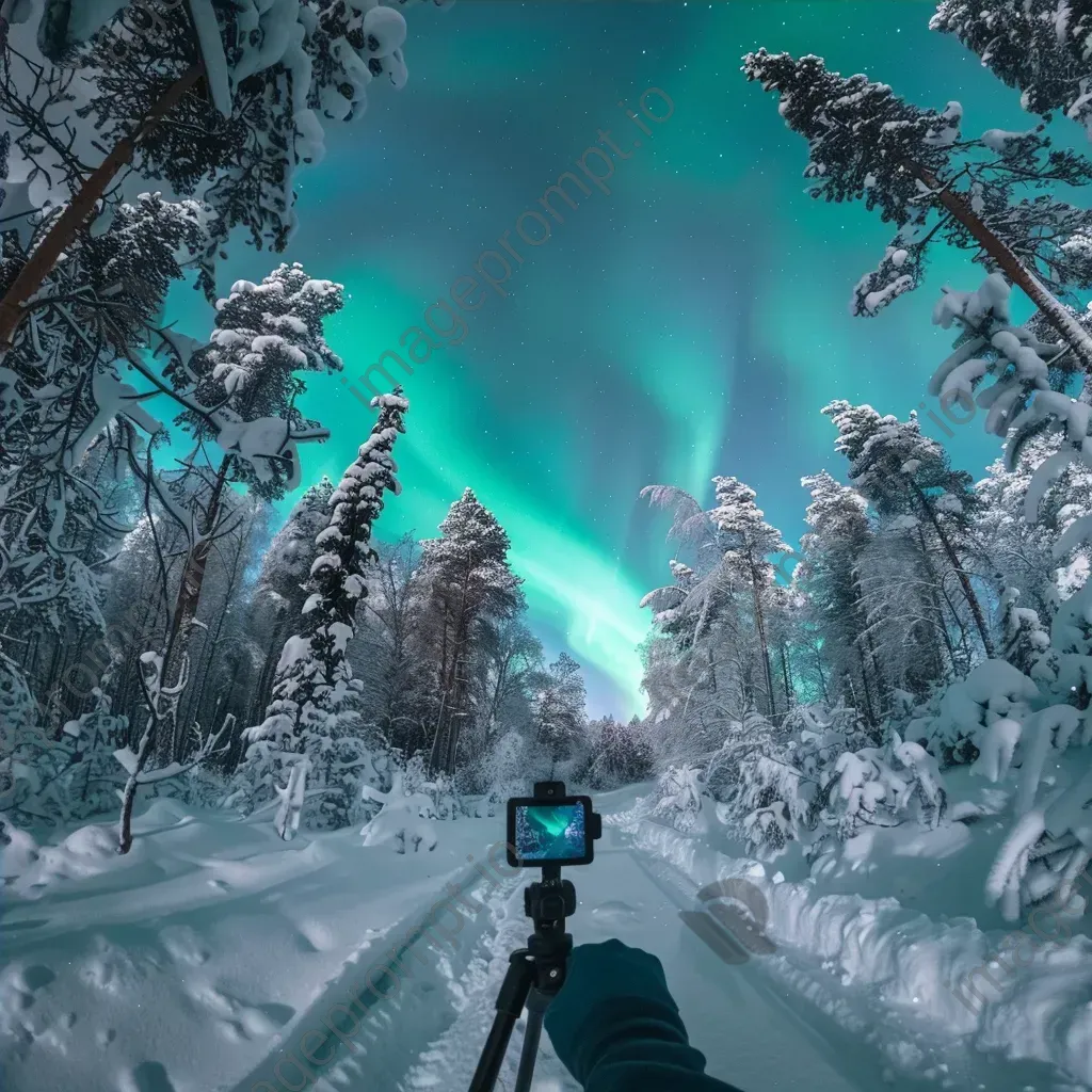 Mystical aurora borealis winter forest - Image 4