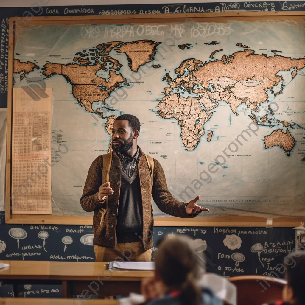 Teacher giving a lecture to attentive students in a traditional classroom. - Image 2