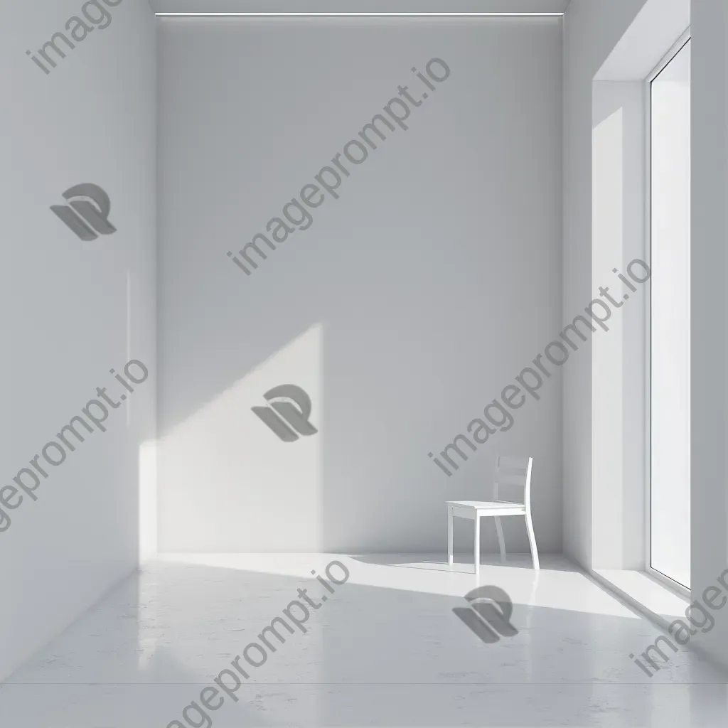 Minimalist white room with a single chair - Image 1