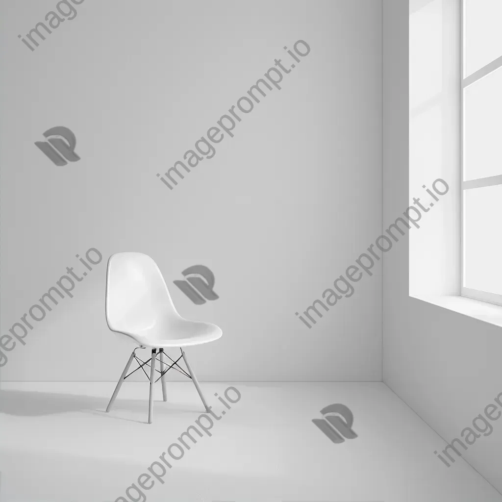 Minimalist white room with a single chair - Image 2