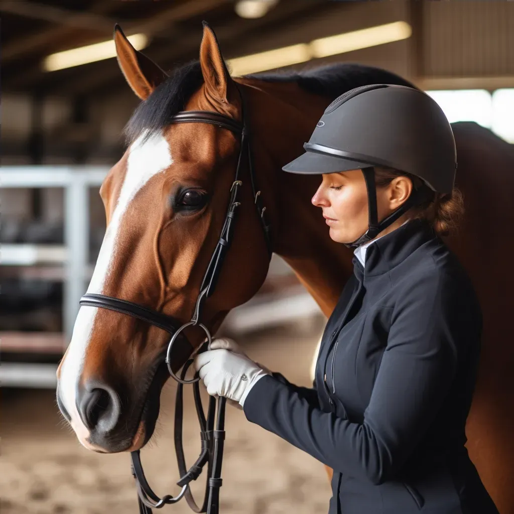 Equestrian Preparing for Show Jumping