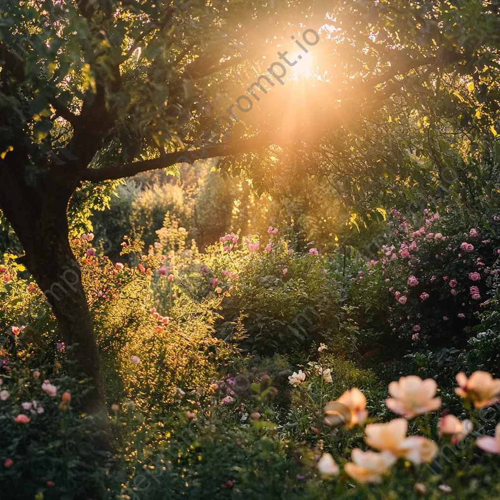 Sunrays filtering through flowers in a garden - Image 2