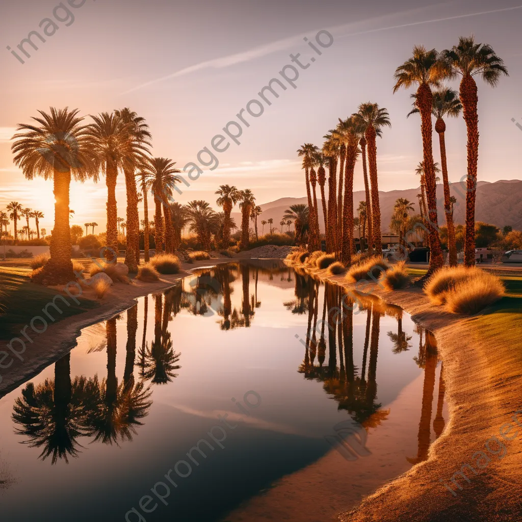 Desert spring with palm trees and reflections - Image 2