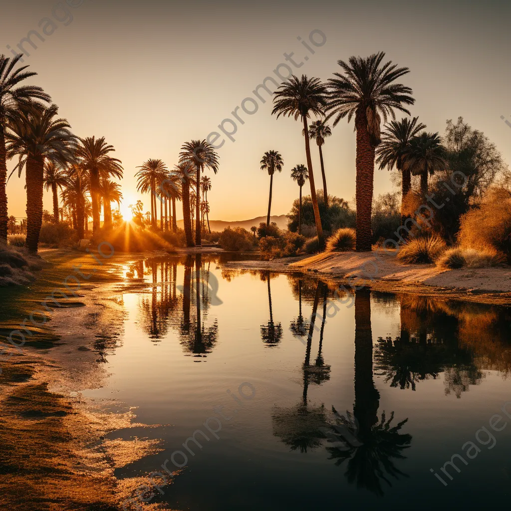 Desert spring with palm trees and reflections - Image 3