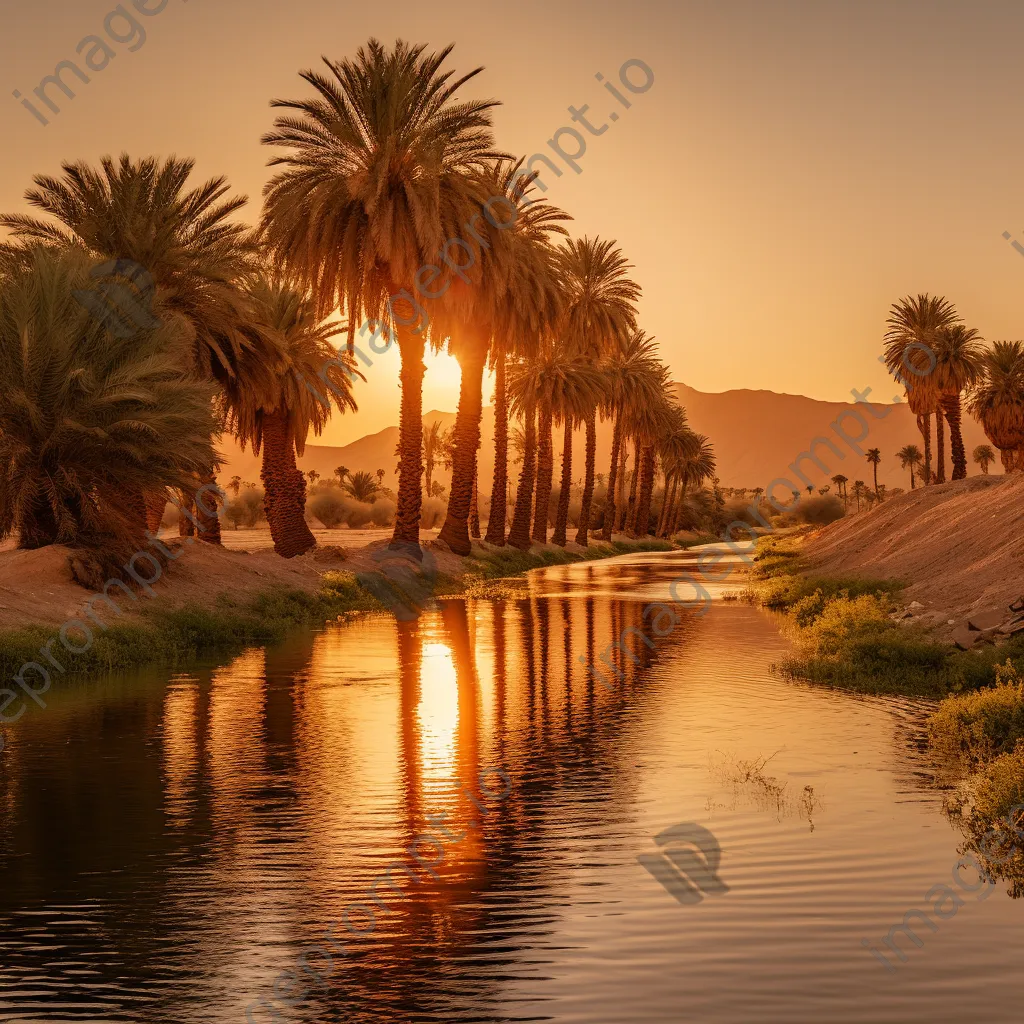 Desert spring with palm trees and reflections - Image 4