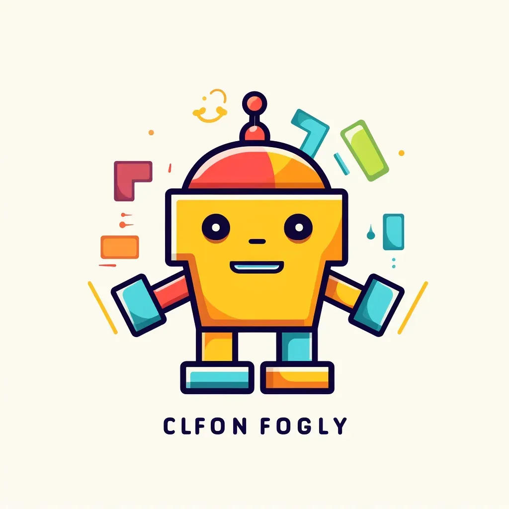 Playful and colorful logo with a robot icon in yellow and green - Image 2