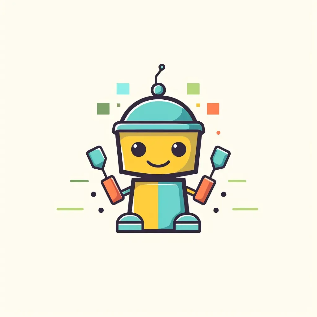 Playful and colorful logo with a robot icon in yellow and green - Image 3