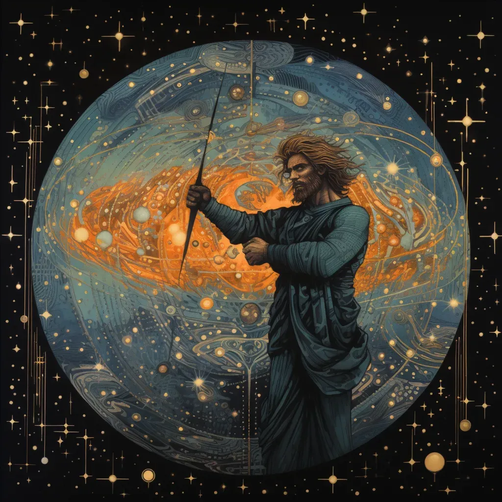 Image depicting Atlas holding young earth in starry cosmos - Image 4