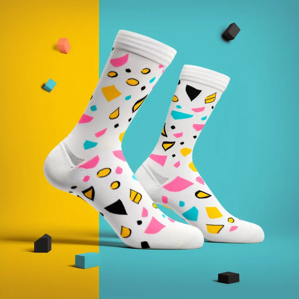 Colorful sock logo for quirky brand in pink and yellow - Image 2