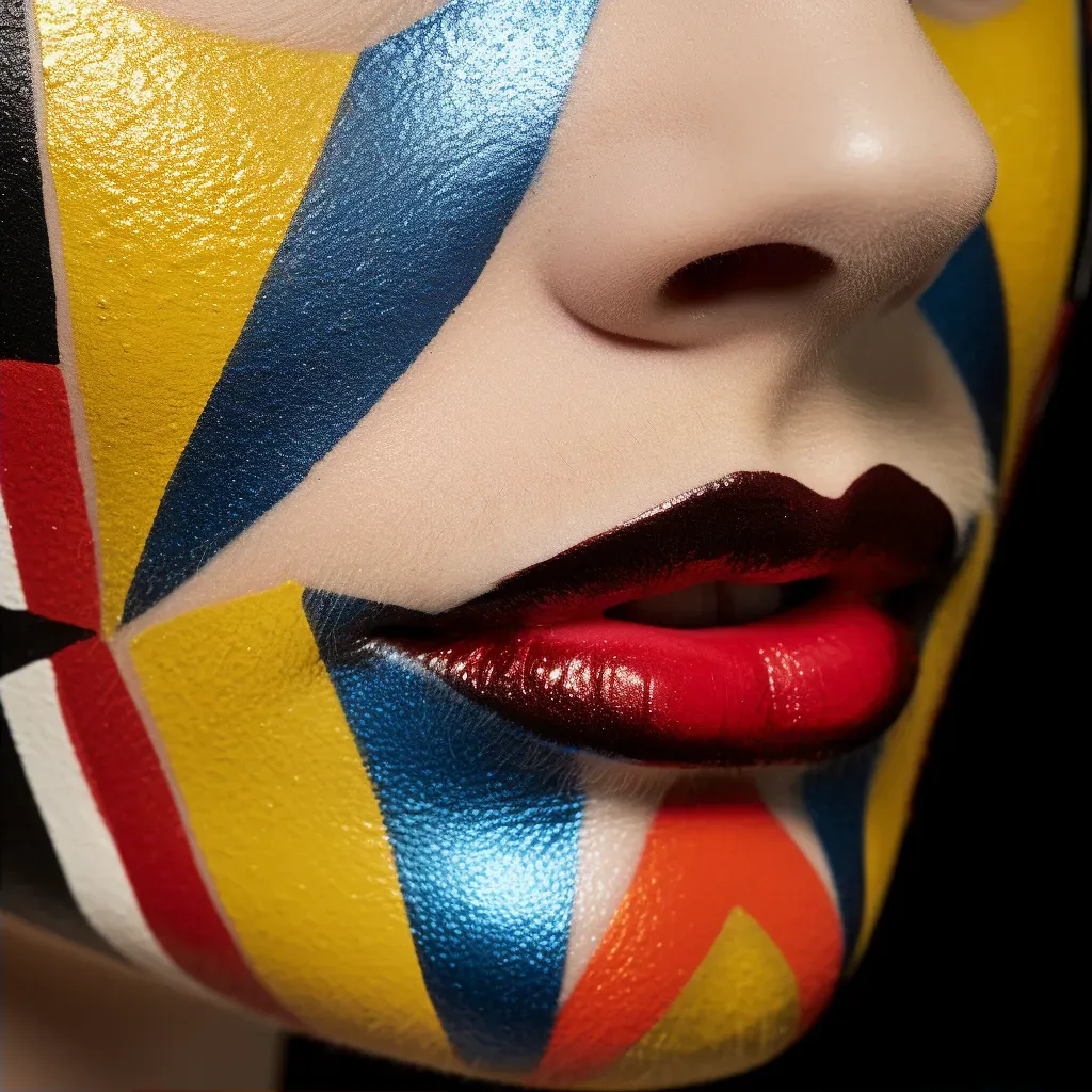 Extreme close-up of avant-garde makeup artistry with bold shapes and metallic accents - Image 2