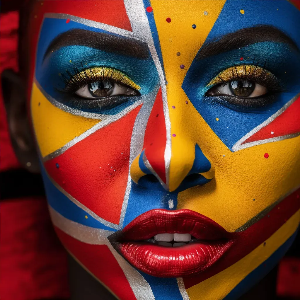 Extreme close-up of avant-garde makeup artistry with bold shapes and metallic accents - Image 4