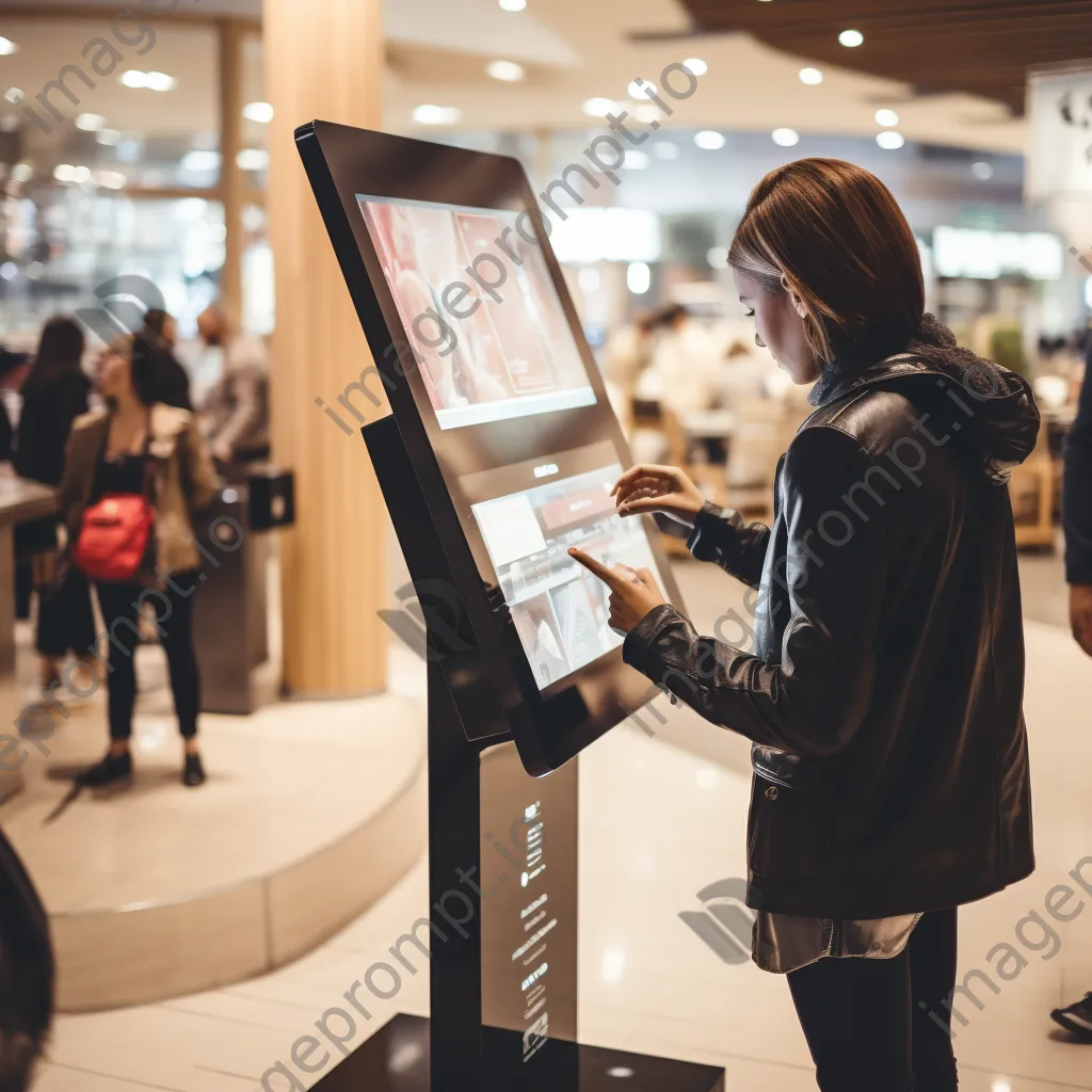 Hands using interactive touchscreen at a mall kiosk. - Image 2