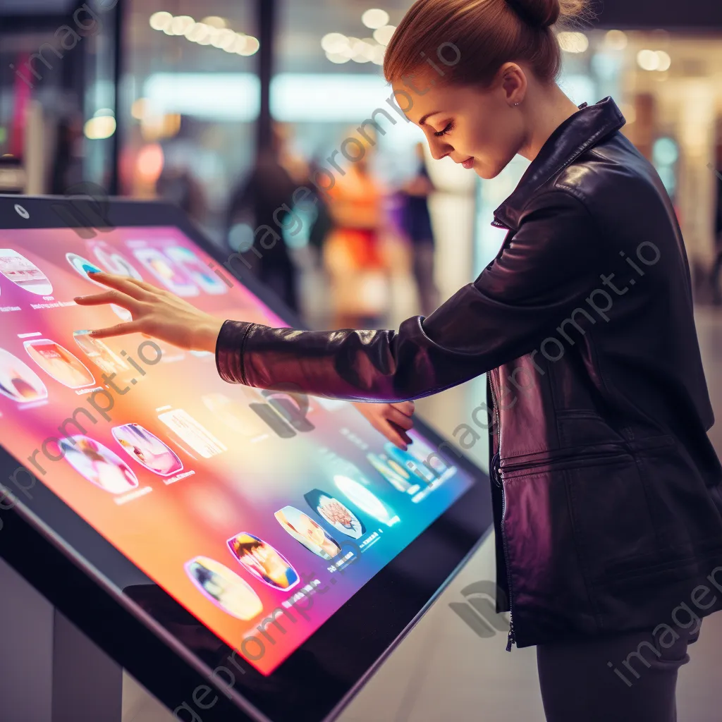 Hands using interactive touchscreen at a mall kiosk. - Image 4