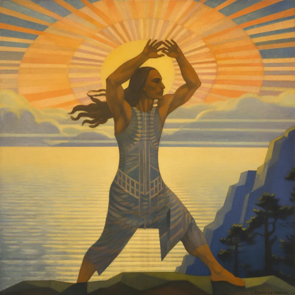 Man with dreadlocks doing yoga on a cliff overlooking the ocean at sunrise - Image 3