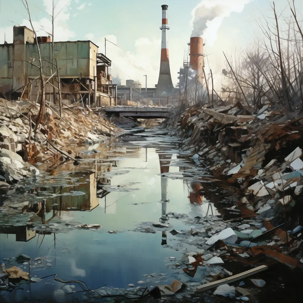 River polluted with industrial waste symbolizing impact of industrial activities - Image 1