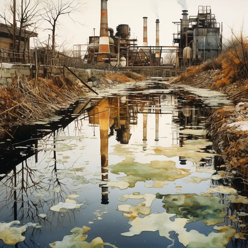 River polluted with industrial waste symbolizing impact of industrial activities - Image 2