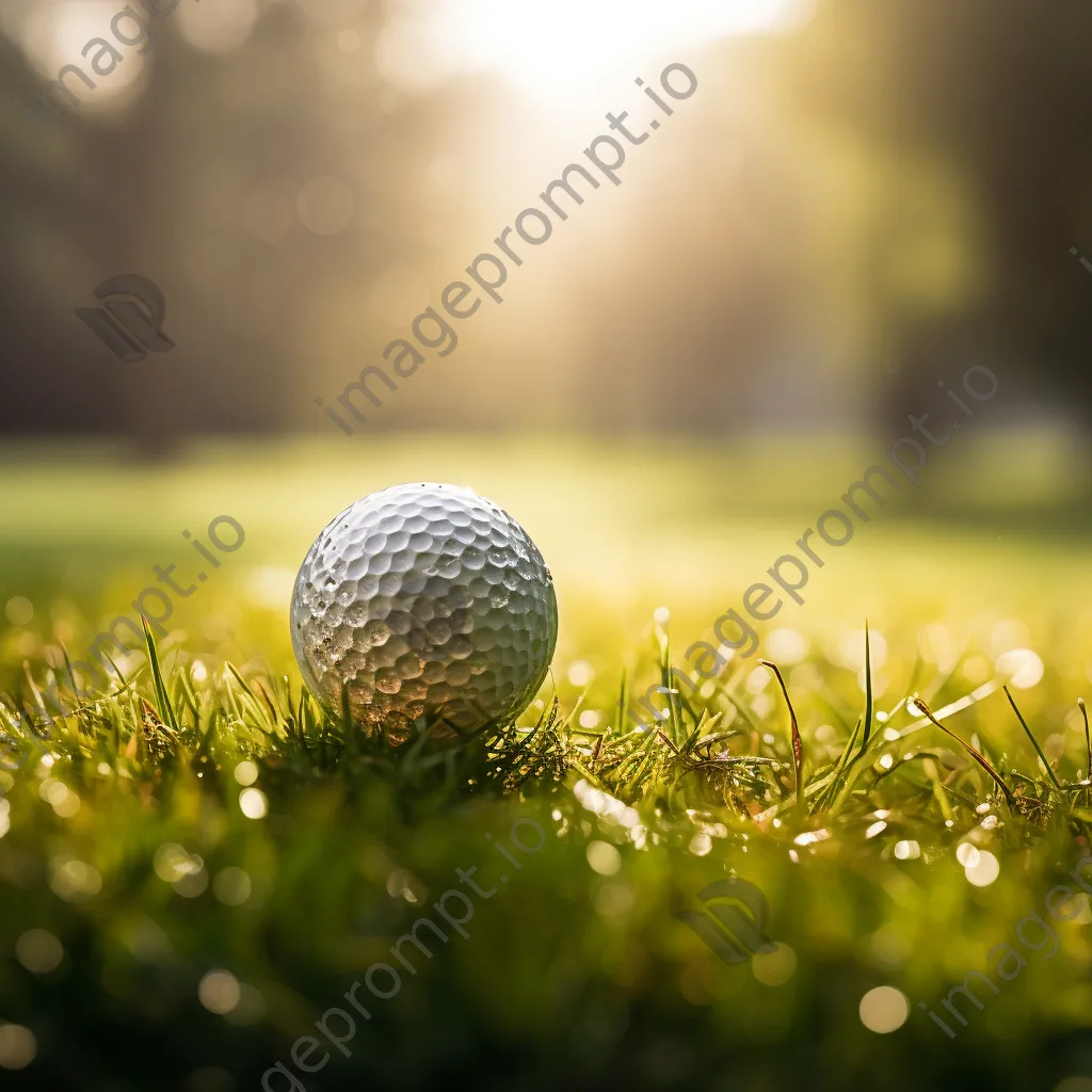 Close-up of a luxury golf ball on a pristine tee surrounded by grass - Image 1