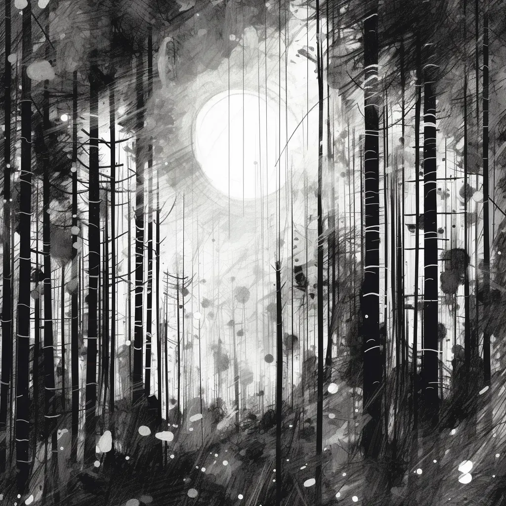 Monochrome abstract representation of a forest landscape - Image 1