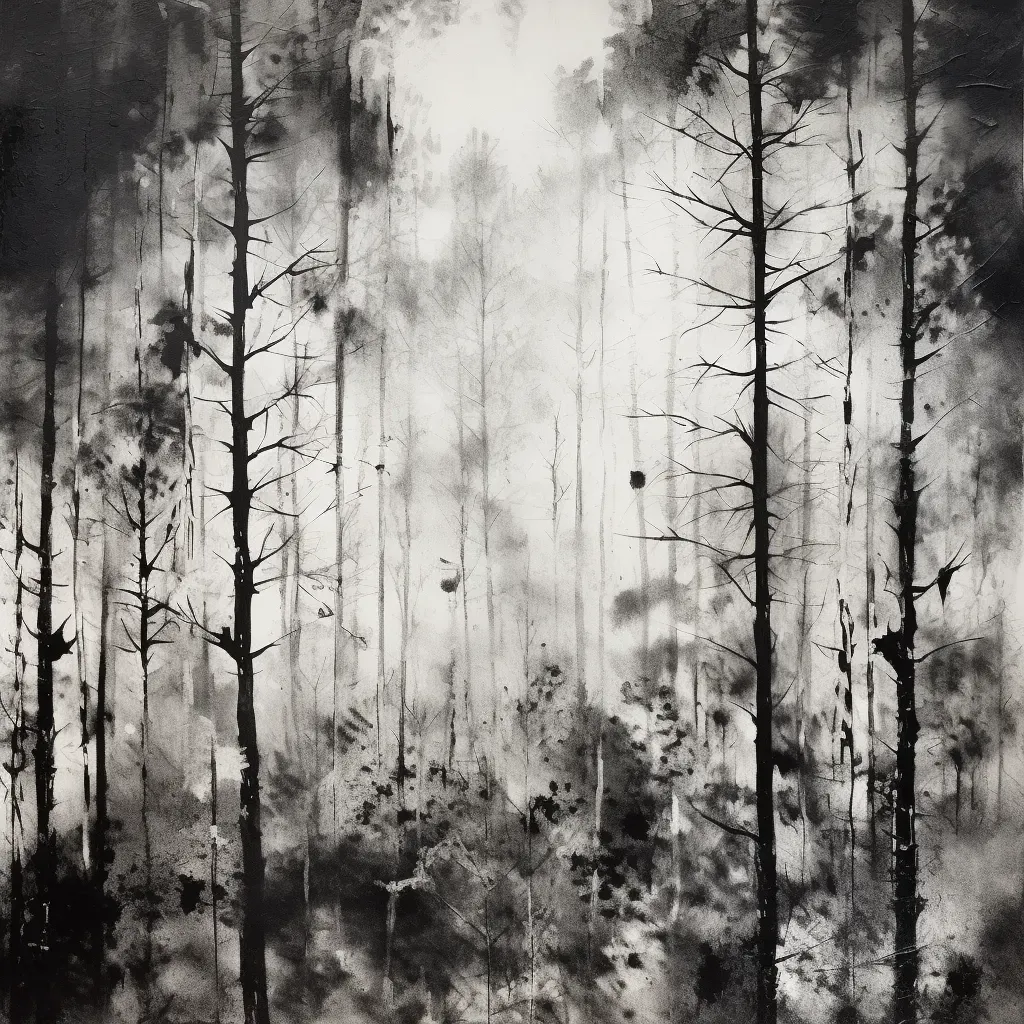 Monochrome abstract representation of a forest landscape - Image 2