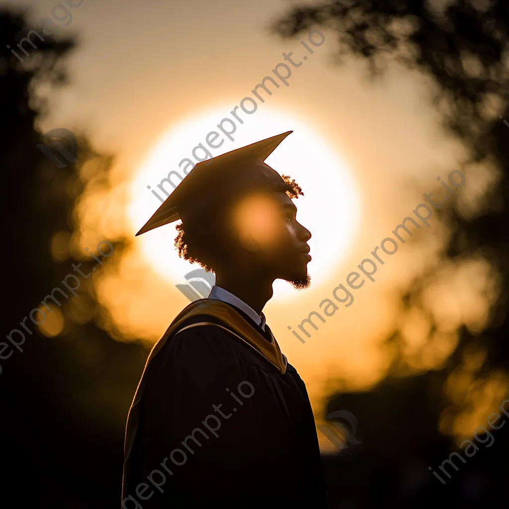 Graduate standing with sunset halo effect - Image 2