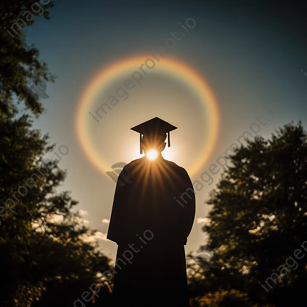 Graduate standing with sunset halo effect - Image 4