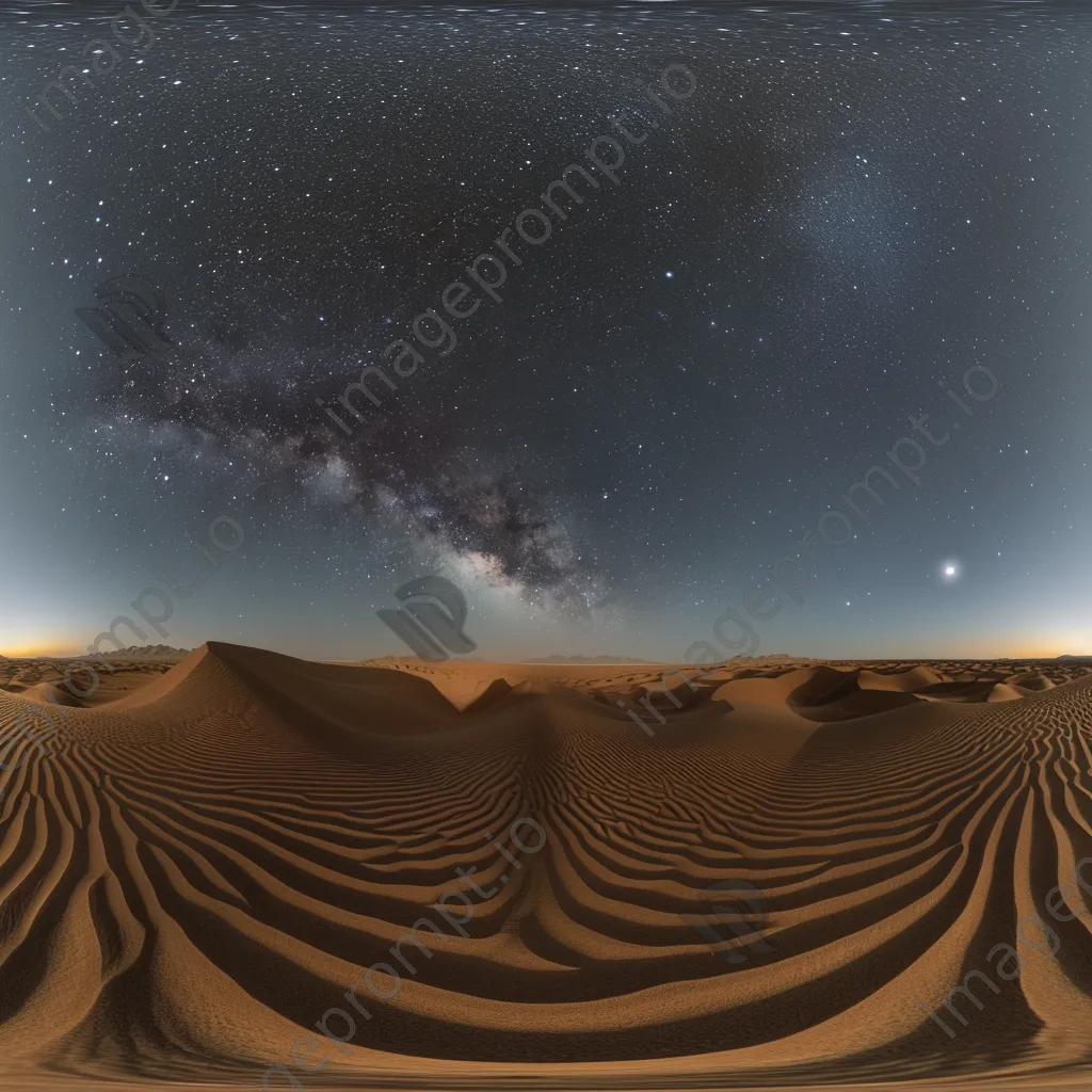 Starry sky over glowing desert sand dunes at night - Image 1