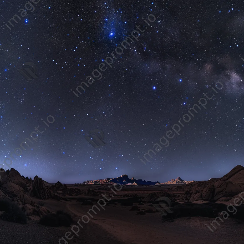 Starry sky over glowing desert sand dunes at night - Image 4