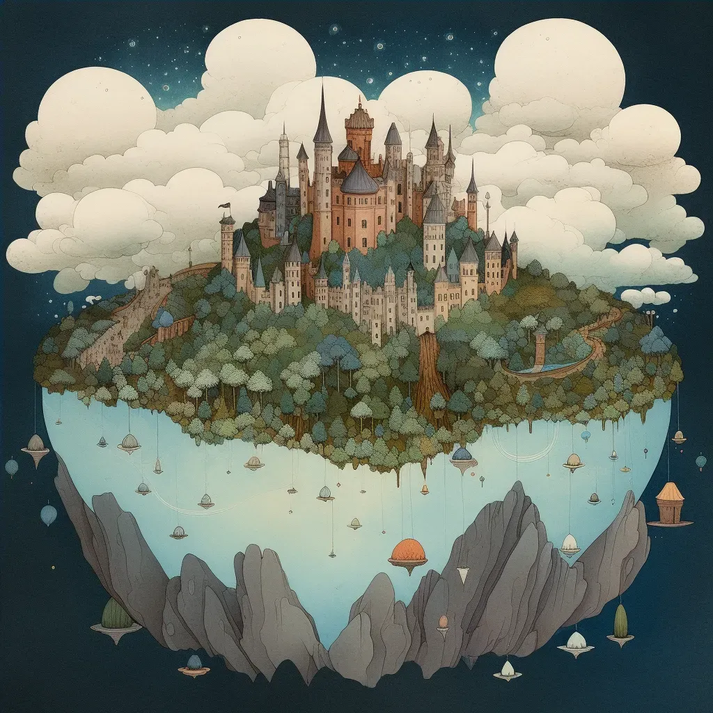 Universe with floating islands and grand castles in the sky - Image 4