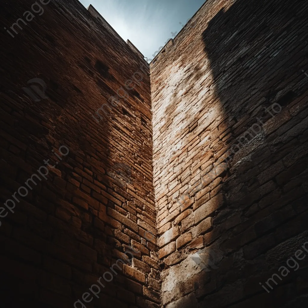 Dramatic view of a historic brick wall structure - Image 1