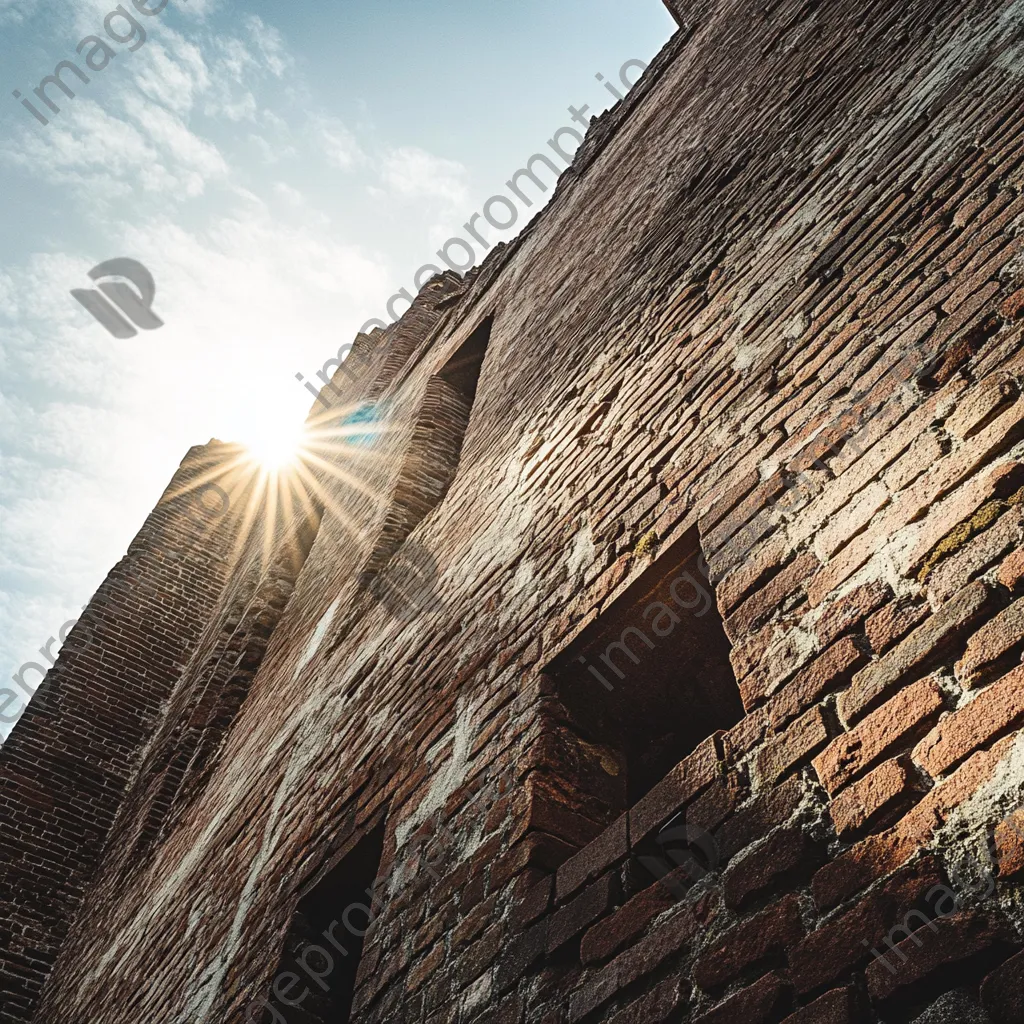 Dramatic view of a historic brick wall structure - Image 3