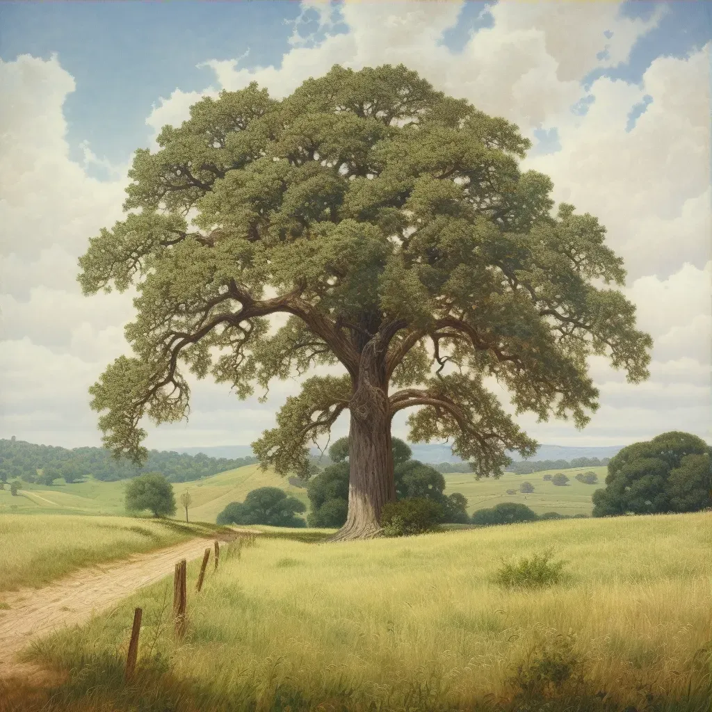 Solitary Oak Tree in Untouched Grassland