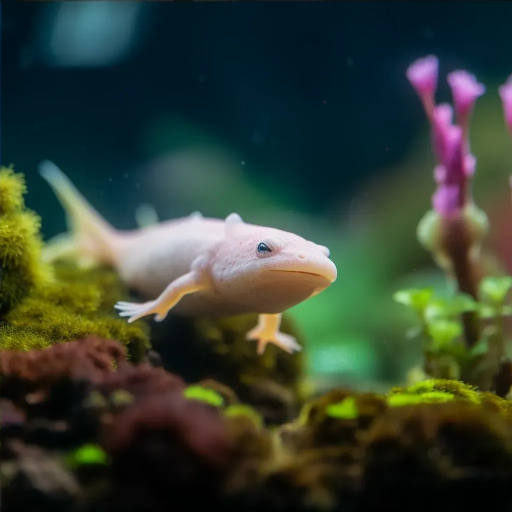 Graceful Axolotl in Aquarium