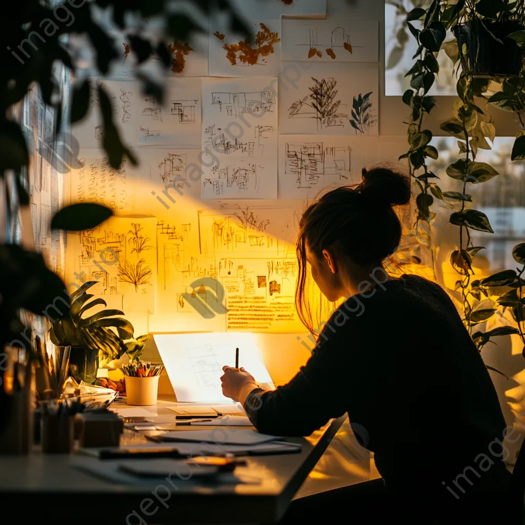 Freelancer sketching ideas in a beautiful workspace - Image 2