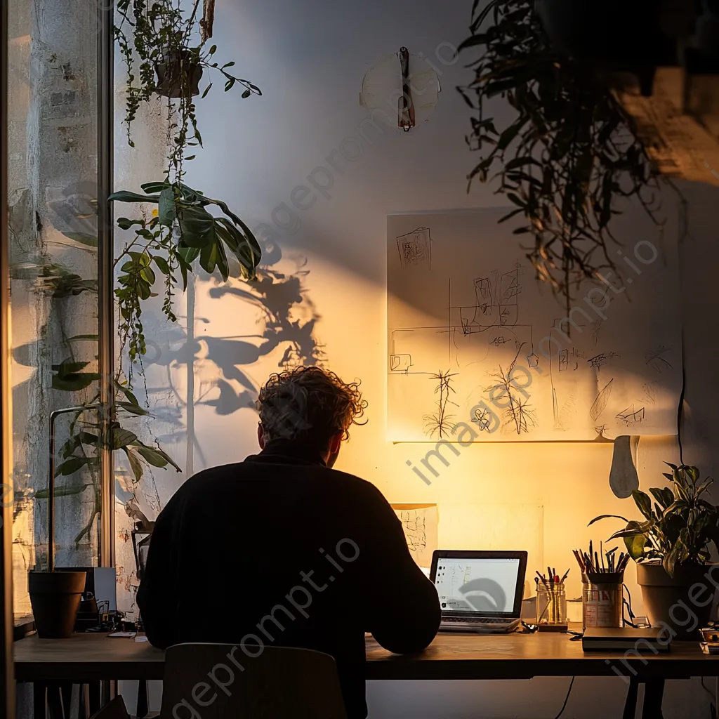 Freelancer sketching ideas in a beautiful workspace - Image 3