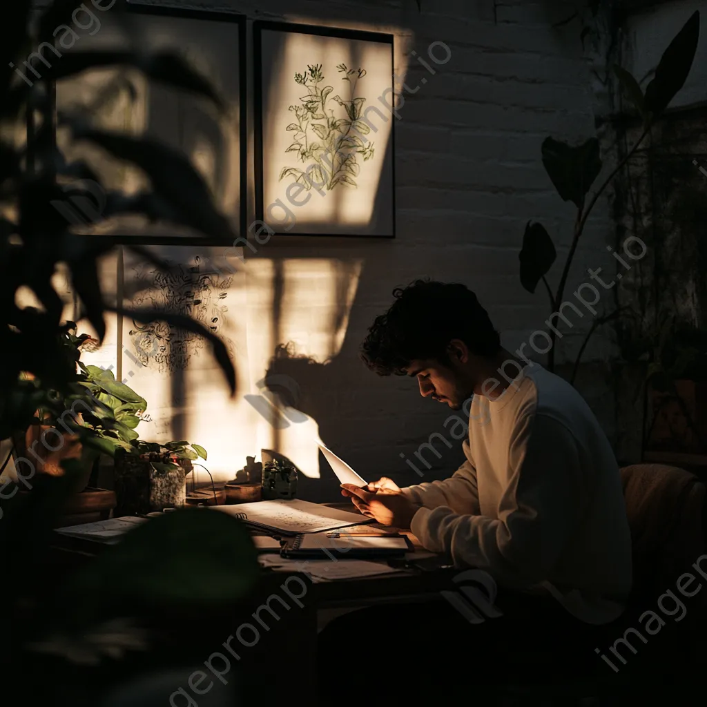 Freelancer sketching ideas in a beautiful workspace - Image 4