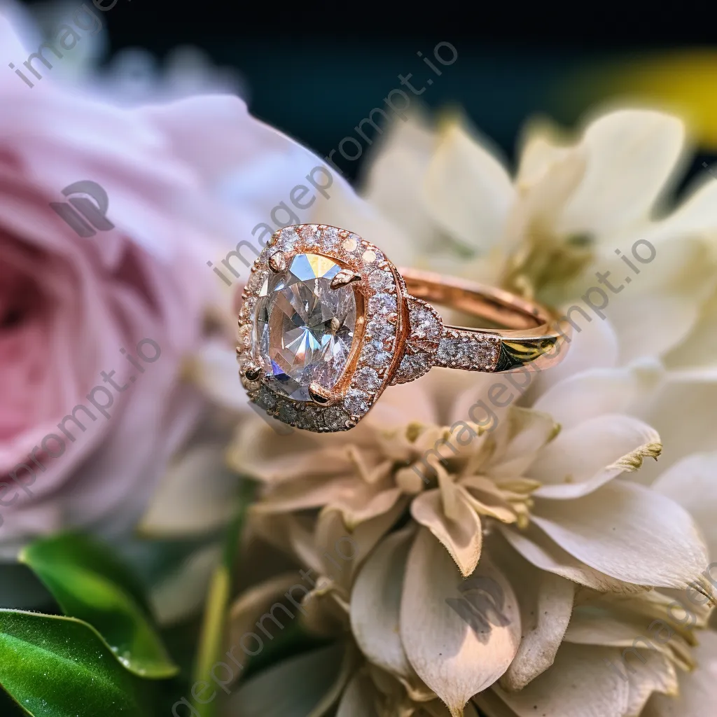 Engagement ring on a bouquet of flowers - Image 1