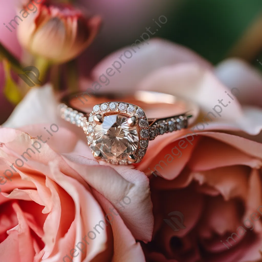 Engagement ring on a bouquet of flowers - Image 2