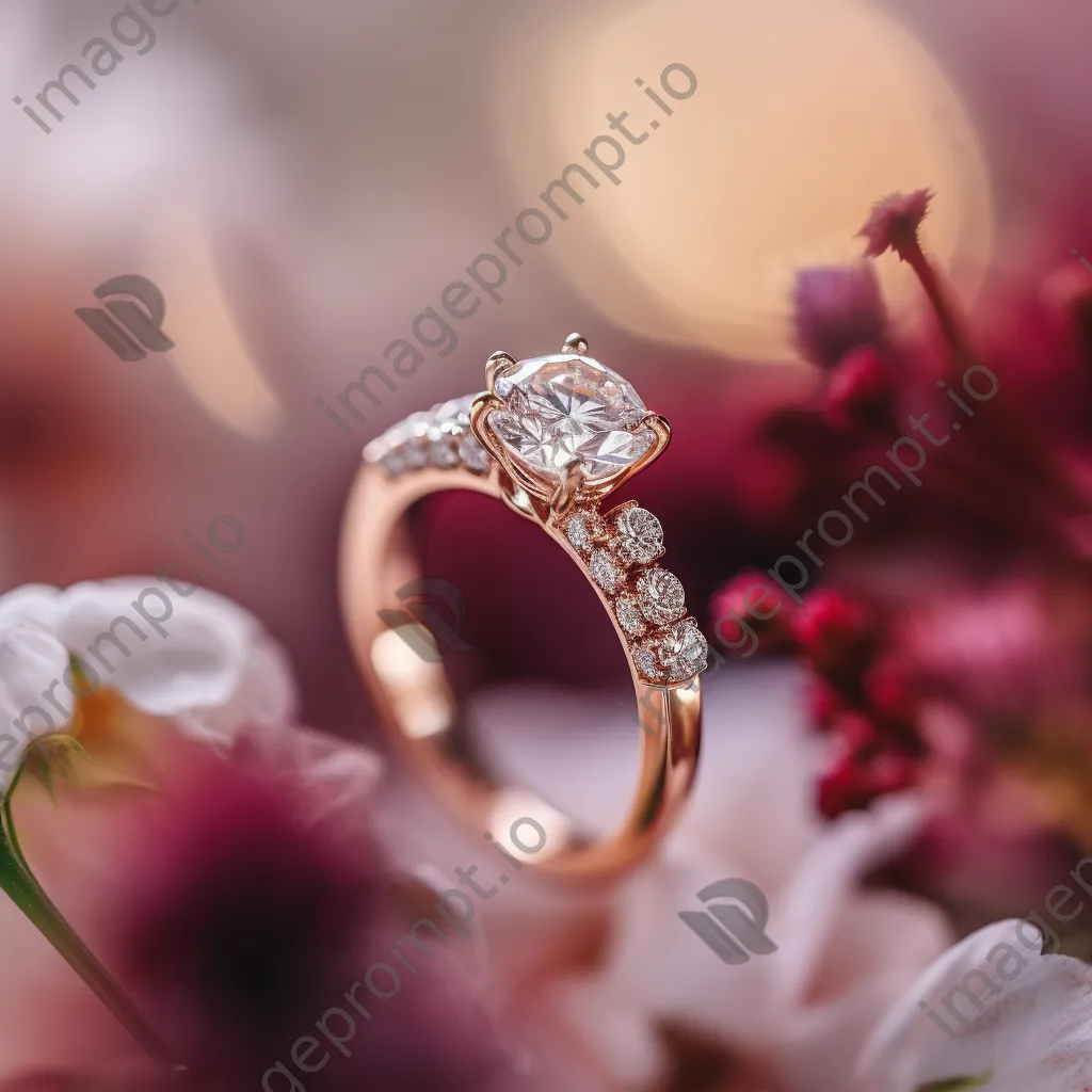 Engagement ring on a bouquet of flowers - Image 3