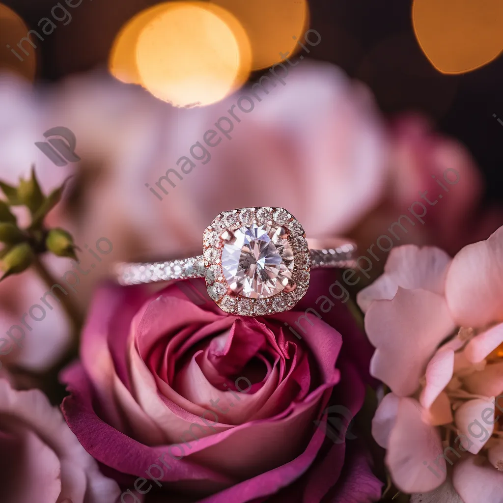 Engagement ring on a bouquet of flowers - Image 4