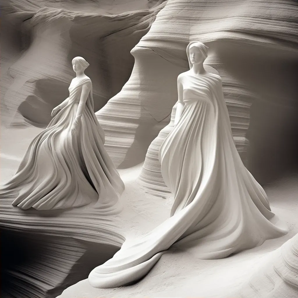 Sandstone formations with smooth, flowing lines sculpted by natural elements - Image 2