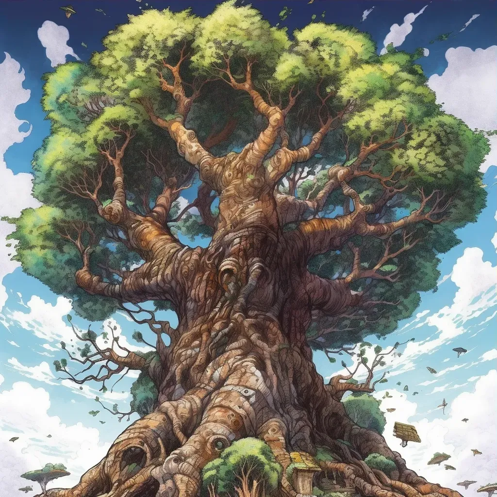 Ancient tree uniting worlds with magical fusion - Image 3