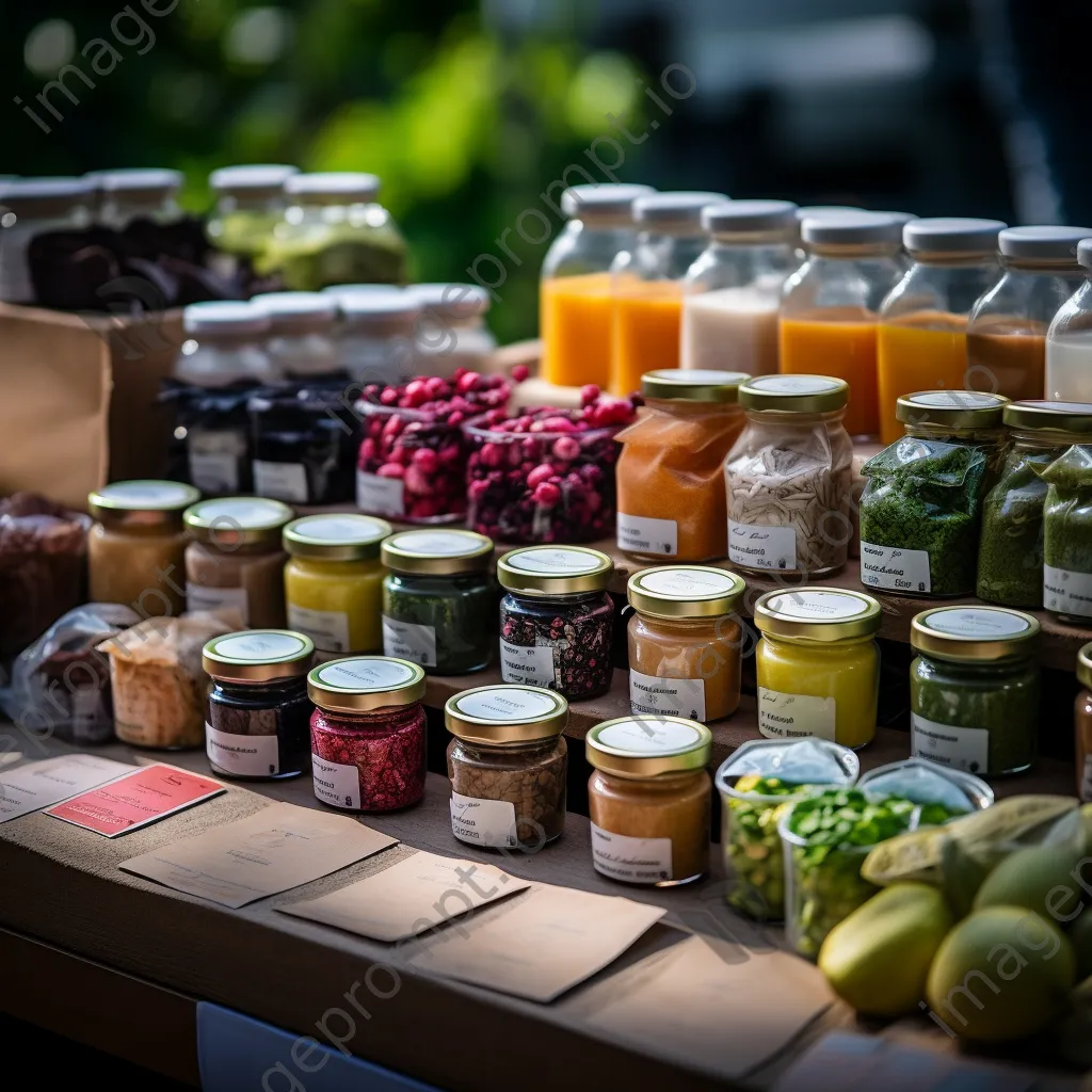 Eco-friendly packaging at an organic market stand. - Image 2