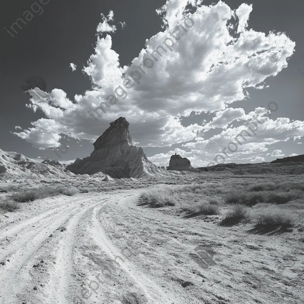 Swirling clouds above striking desert rock formations - Image 2