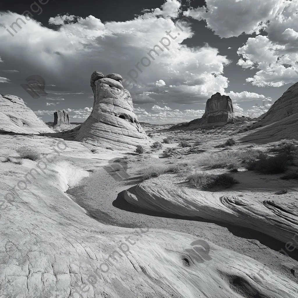 Swirling clouds above striking desert rock formations - Image 4