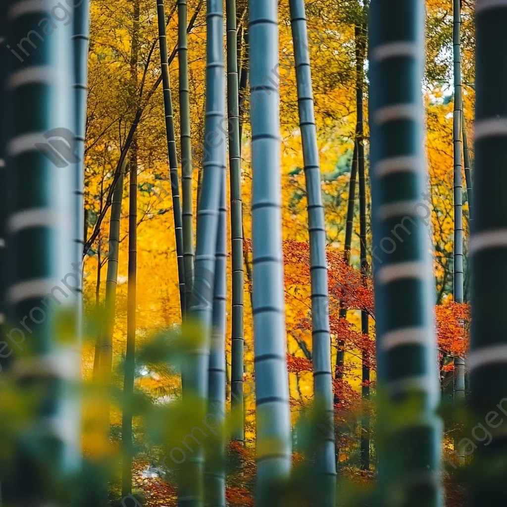 Vibrant bamboo forest in autumn with colorful foliage - Image 1