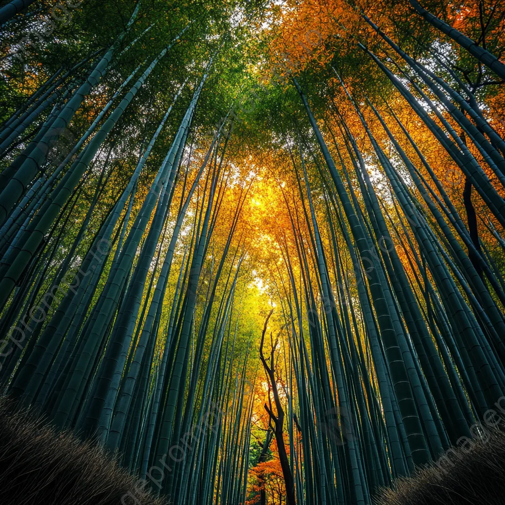 Vibrant bamboo forest in autumn with colorful foliage - Image 4