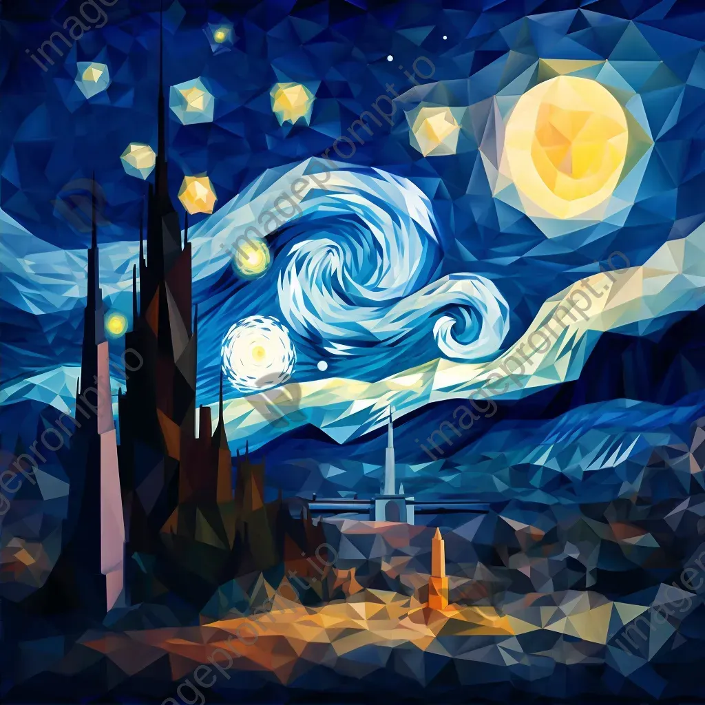 Astronomical typography in low poly artwork style inspired by Van Gogh