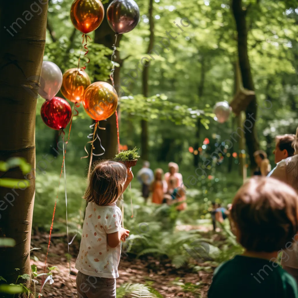 Children enjoying a whimsical woodland birthday party surrounded by nature. - Image 2