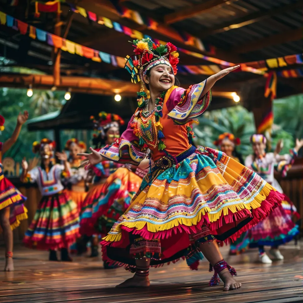 Local dance performance with cultural dancers showcasing traditional moves in colorful costumes - Image 1