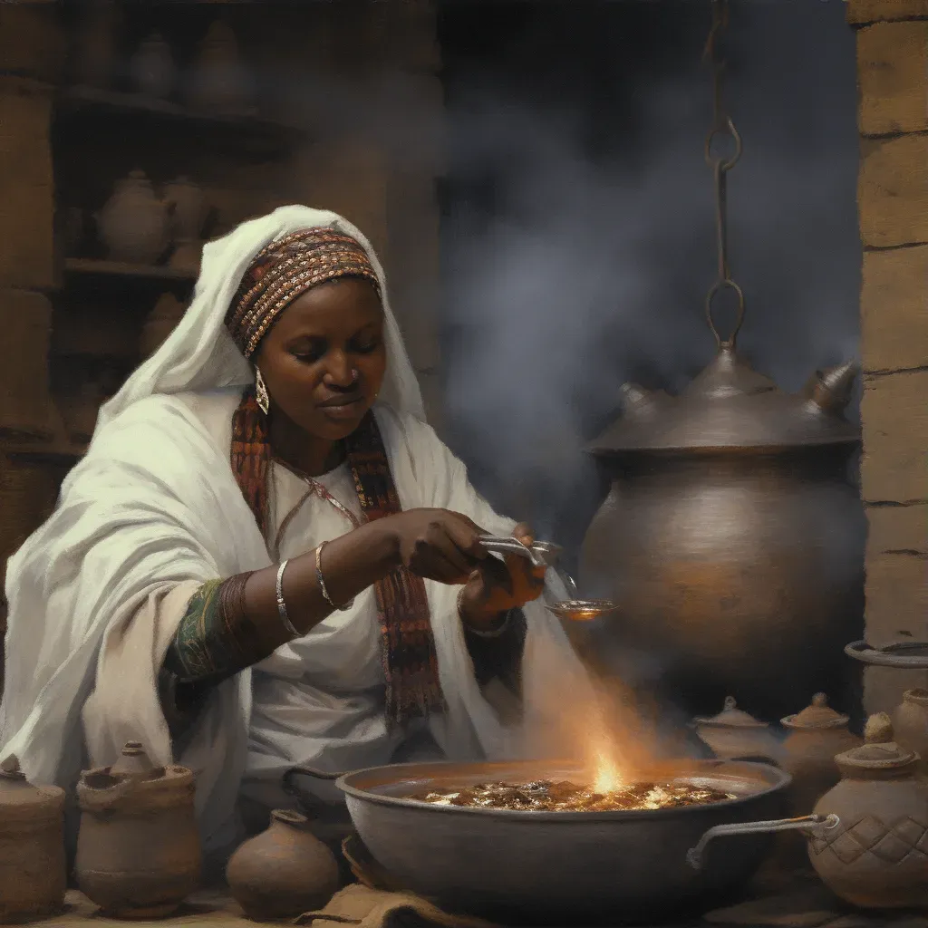 Ethiopian coffee ceremony with roasting over fire - Image 1